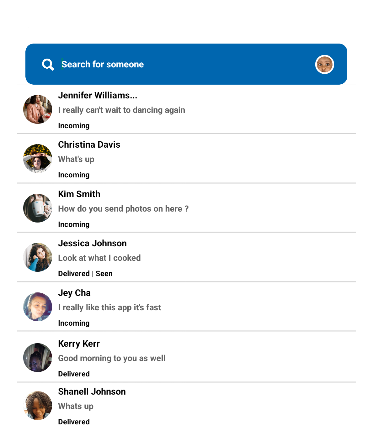Aqeni Messaging App Preview