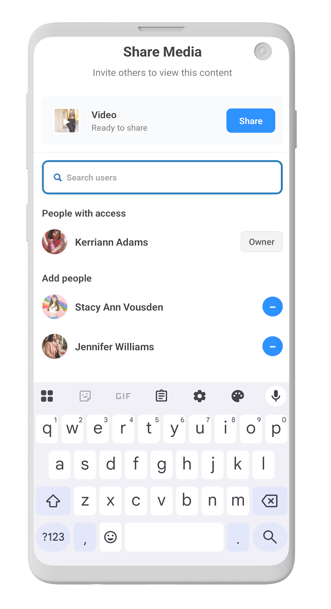 Share Media Interface